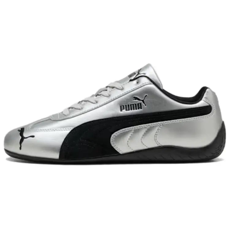 Puma Speedcat 'Metallic Pack - Silver Black' Running Shoe, Lightweight Sports Sneaker, Sports Shoes, Trainer, Casual, Breathable, True Size, Metallic Finish, Lace-Up, Cushioning