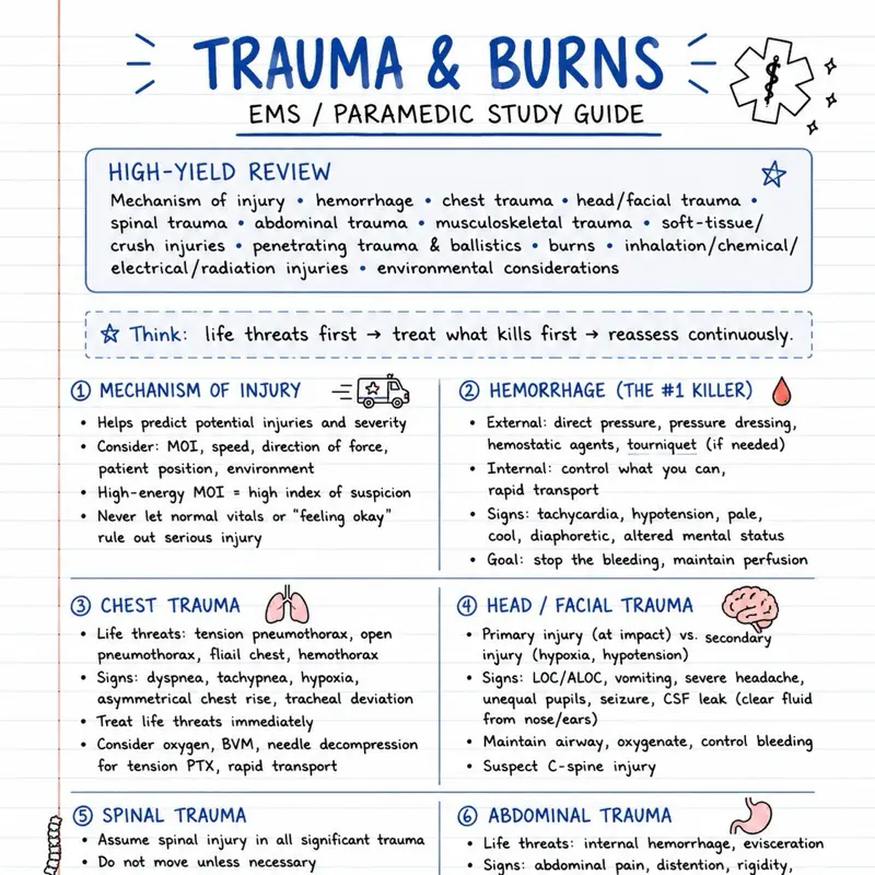 TRAUMA and BURNS Study Guide for EMTs PARAMEDIC Students