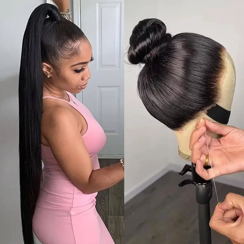 Bling Hair 360 Lace Frontal Wig Brazilian Straight Transparent Lace Front Human Hair Wigs For Black Women Pre Plucked Human Hair Wig 180density