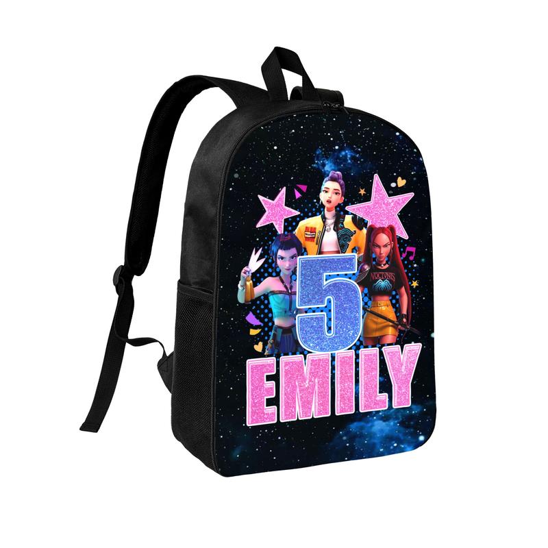 KPop Demon Hunters School Backpack Rumi Mira Zoey Huntrix Travel Bag Lightweight College Back Pack Black School Backpack Waterproof High School Book Bag Cute Backpack for Men Teens Lightweight Simple Middle School Back Pack Daypack