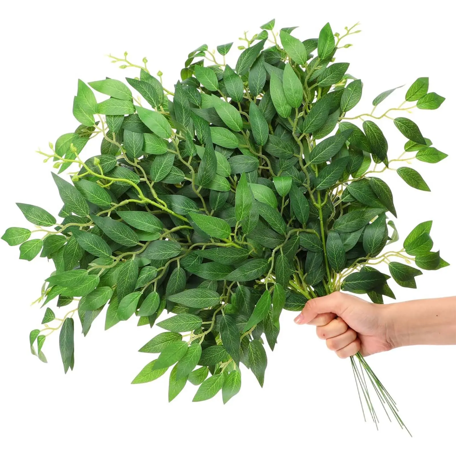 21.6'' Artificial Italian Ruscus Greenery Stems, 10Pcs Fake Green Leaves Decor Silk Plants Spray for Wedding Arch Bouquet Table Centerpieces Vase Filler Home Decor