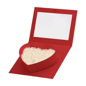 Cardboard Heart Shaped Packaging Strawberries Sweets Gift Box with Clear Lid（Red）