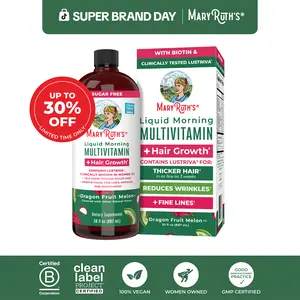 MaryRuth's Liquid Multivitamin +  Hair Growth - Clinically Tested Lustriva for Thicker Hair in Women - Improve Facial Wrinkles - Vegan - 30 Fl Oz