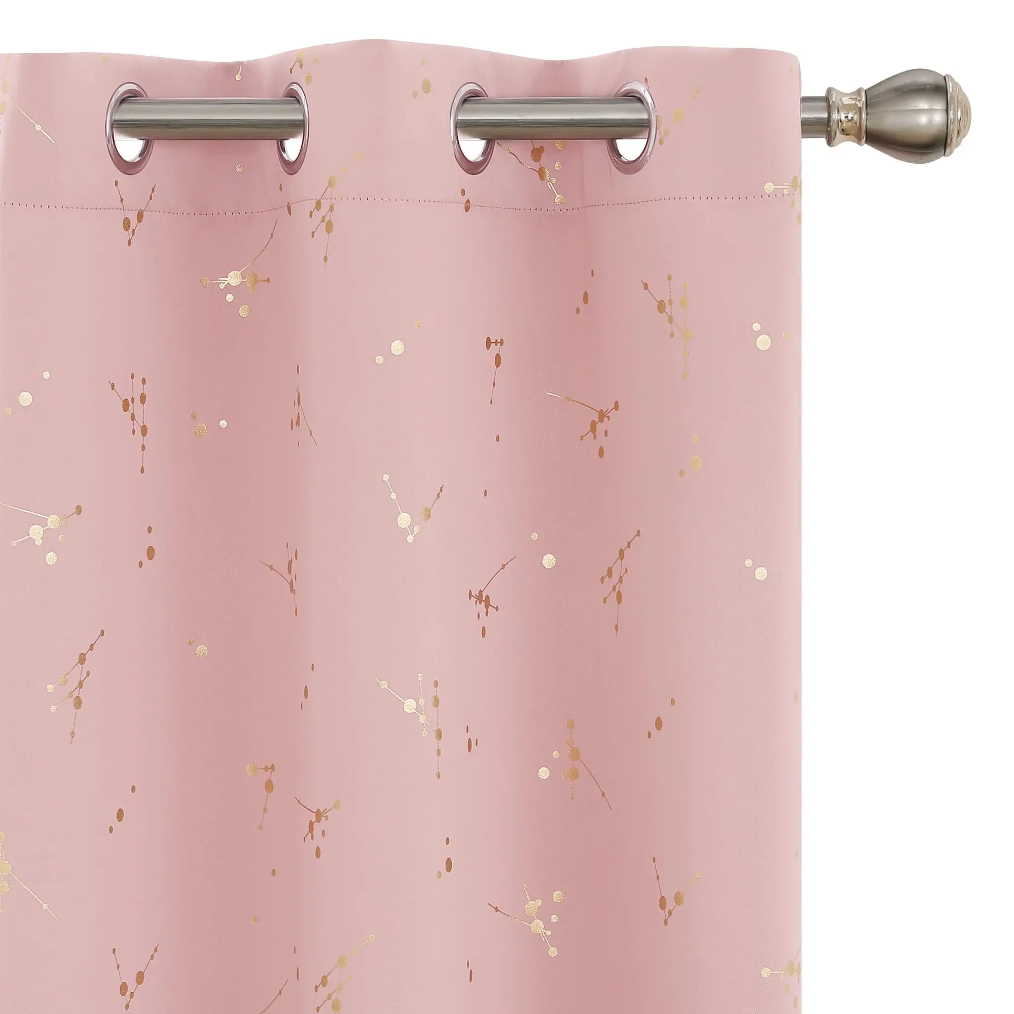 Deconovo Coral Pink Gold Constellation Privacy Grommet Blackout Curtains (2 Panels, 42x63 in) - Thermal Insulated Polyester Easy Install Drapes, Blackout Covers, Home Decoration & Artistic Decorative Curtains for Bedroom, Living Room (Hand Wash Only)