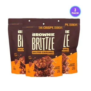 Brownie Brittle – Salted Caramel Thin and Crispy Sweet Snacks (Pack of 3, 5 oz), Rich Gourmet Brownie Bites Dessert