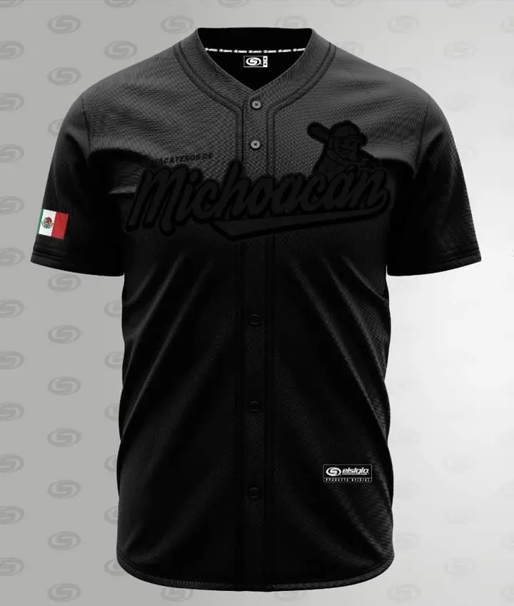 Michoacán Jersey 2.0 (ALL BLACK) Unisex Short Sleeve Jersey for Baseball & Softball - Fitted Design, Breathable Fabric, Machine Washable, All Black