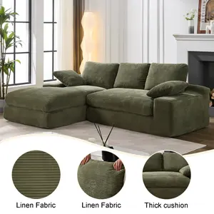 [SOIYELIFE] 99*69" Modular Sectional Living Room Sofa Set, Modern Minimalist Style Couch, Upholstered Sleeper Sofa for Living Room, Bedroom, 2 PC Free Combination, Installation-free Sofa, L-Shape, Army Green  Fine furniture sleeper  sectional couches