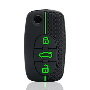 New Style 3 button key case for audi a1 a4 b6 a6 c5 tt 8N silicone car key cover key holder keychain accessories protection