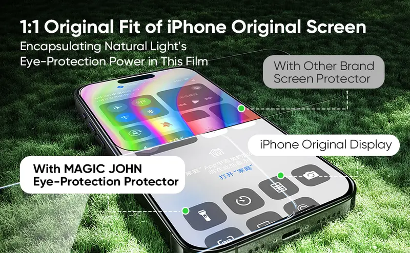 Product Introduction of MAGIC JOHN 2-Pack Screen Protector for iPhone, Samsung, and Google–Crystal Clear, Scratch-Resistant, Ultra-Smooth Touch, Privacy Protection, Circular Polarized Eye Protection, Easy Installation 22