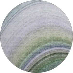 HomeRoots 650317 8 ft. Teal Purple & Green Ombre Washable Round Area Rug with UV Protection