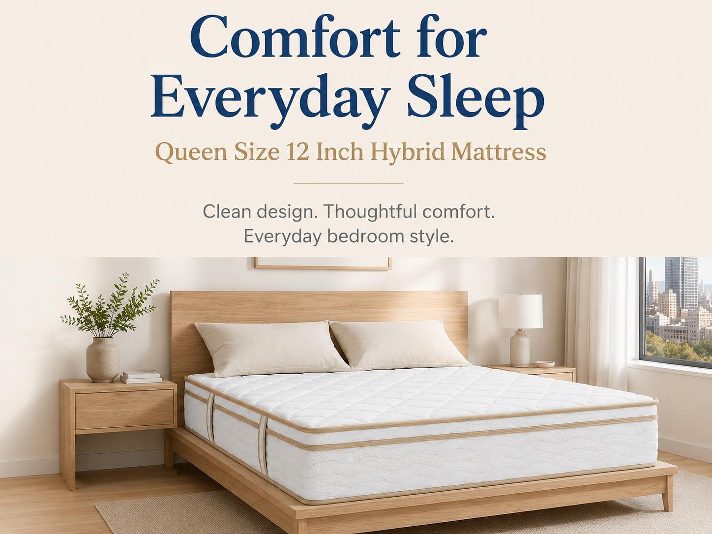 Queen Mattress 12 Inch Hybrid Mattress in a Box with Individually Pocketed Springs Medium Firm for Pressure Relief, Motion Isolation for Back and Side Sleepers Queen Mattress 12 Inch Hybrid Mattress in a Box with Individually Pocketed Springs Medium Firm for Pressure Relief, Motion Isolation for Back and Side Sleepers