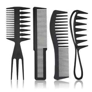 4-Piece Wide Tooth Hair Comb Set, Detangling Brush, Texturizing Comb, Ideal for Curly Wet Wavy Hair, Wig Salon Styling Tools