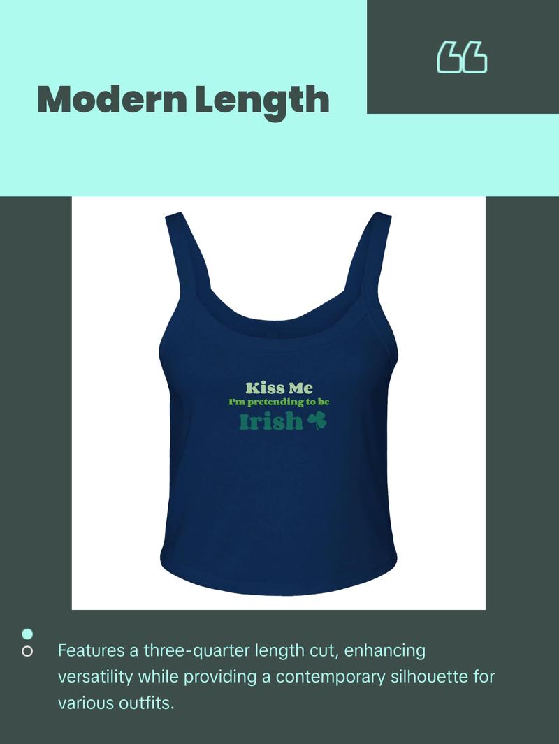 Kiss Me I'm Pretending to Be Irish Women's Micro Ribbed Scoop Crop Tank