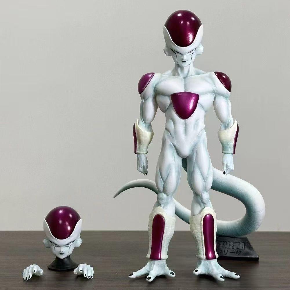 Anime figure of Frieza the White Hole, Complete Form, with double heads and interchangeable hands, standing pose, suitable for desktop toys and ornaments.