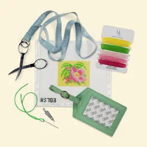 Happy Stitching - Bloom & Express Needlepoint Luggage Tag Kit - DIY Needlepoint Craft Kit For women