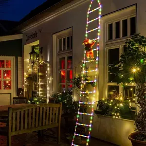 Christmas Decorations LED Ladder Lights with Climbing Santa Claus, Christmas Decor Light for Home Holiday Wall Window Xmas Decor