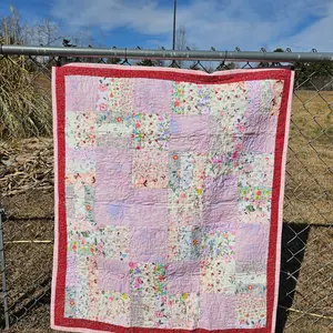Handmade Patchwork Baby Quilt – Floral Pastels 40x36