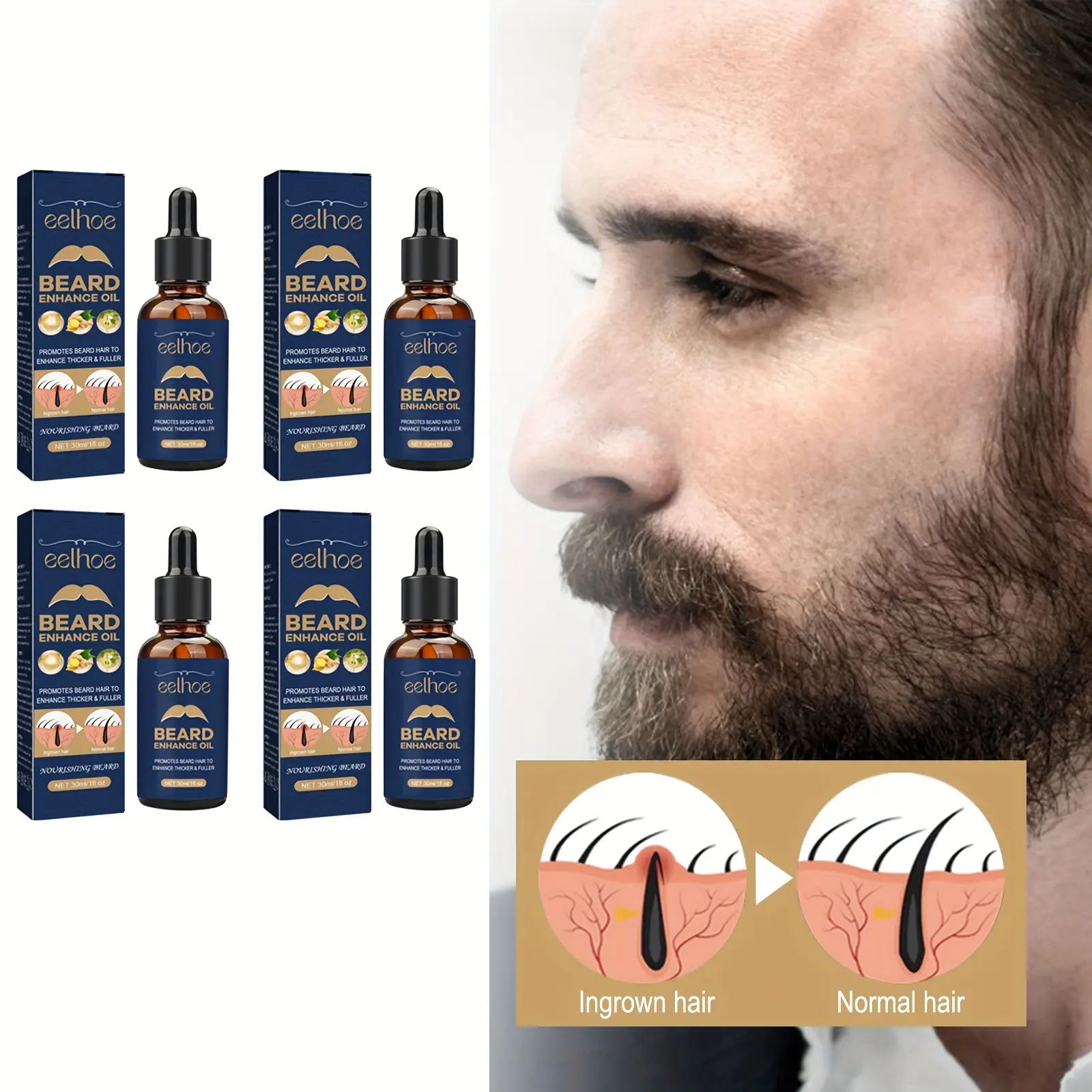 Facial Hair Care Oil Strengthens Roots, Moisturizes And Brightens Men's Facial Hair And Nourishes Dense And Dense Hair 2pcs/4pcs-SASA