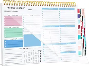 Weekly To Do List Notepad, 8.5''x11'' Weekly Desk Planner with 52 Tear Off Sheets Undated Weekly Planner Habit Tracker & Productivity Organizer for Home and Work