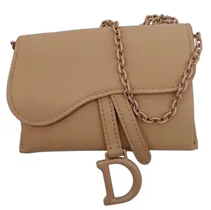 Pre-owned Dior Leather Crossbody Bags Christian Nano Saddle Ultra Matte Calfskin Chain Pouch Pink