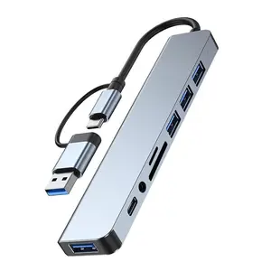 USB 3.0 Port Hub Usb Expander, Type-C Dual-Head Docking Station USB 3.0 Card Reader Laptop Hub Multi-Function USB Expansion Dock usb hub usb c hub multiport adapter usb c sd card reader mouse  pad  gamer ipad  adapter portable type-c card reader