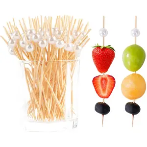 200 count  Picks, 4.7 Inch Toothpicks for Appetizers Long  Appetizer Skewers White  Decorative  Sticks for Drinks, Fruit, Charcuterie, Wedding  Party Fancy Toothpicks