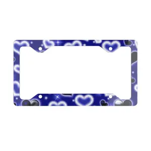Royal Blue Hearts Metal License Plate Frame