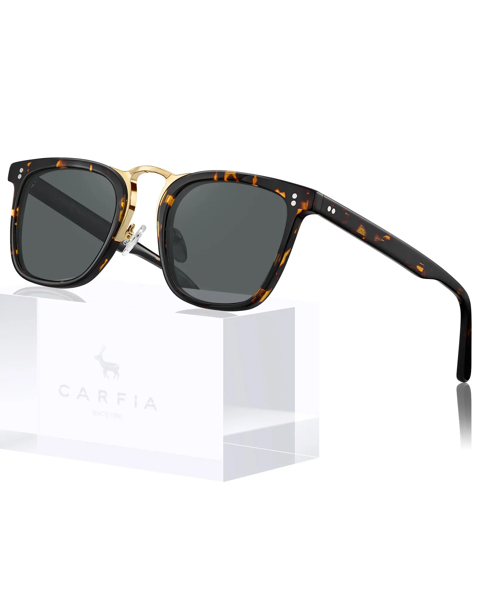CARFIA Retro Acetate Polarized Trendy Styling Sunglasses for Men (CA3399L) - Small Face, Metal Double Bridge, Round Frames, Tortoiseshell Option, Natural Eye-Friendly, Face-Framed, Custom Fit, Dark & Light Hues, Ideal for Driving, Everyday Luxury Eyewear,