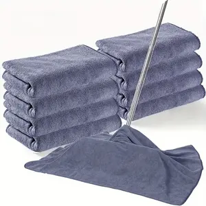 [Popular Choice] 8pcs Microfiber Cleaning Cloths, Reusable and Washable, Lint-Free Towels for Auto Floors, Mopping, Window Cleaning Accessories, 13.8x29.5in, Scouring Pad, Floor Cleaning Absorbent 8Pcs-Grey