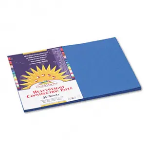 SunWorks 7507 Construction Paper- 58 lbs.- 12 x 18- Bright Blue- 50 Sheets/Pack