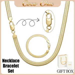 14K Gold-Plated Miami Snake Bone Cuban Chain Herringbone Necklace 7MM Titanium Stainless Steel jewelry Necklace Unisex Thickened with Waterproof & Rust-Proof Treatment Trendy Light Luxury Minimalist Versatile Collarbone Chain