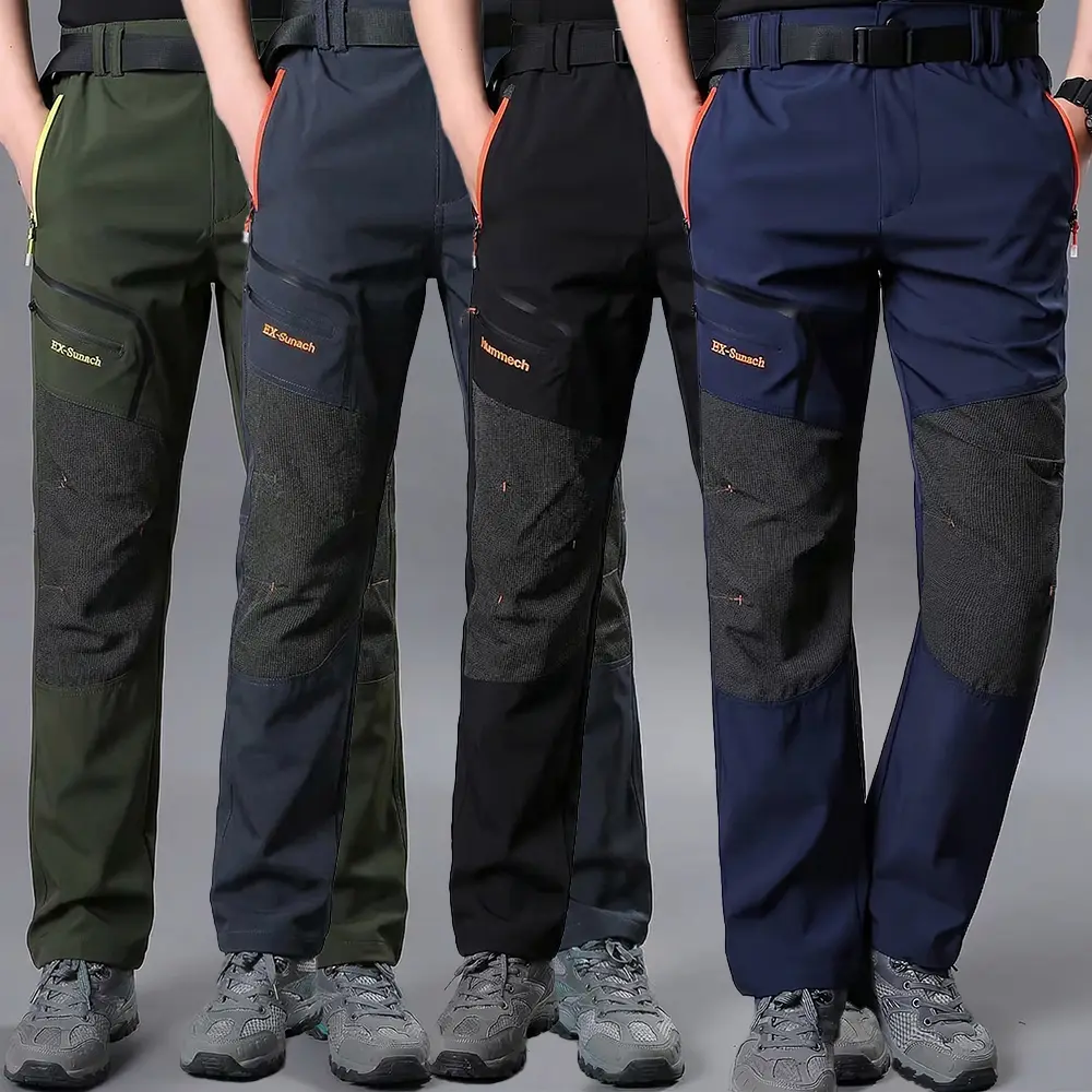 Pahajim Men's Mid-Waist Fitted Cargo Pants - 2/4-Pack Colorblock Straight Pants, Pull-On, Waterproof, Durable, Abrasion-Resistant, Warm Comfy Athletic Trousers with Sports Pockets for Autumn Winter Outdoor Training fathersdaygift, Casual, Menswear, Athlei