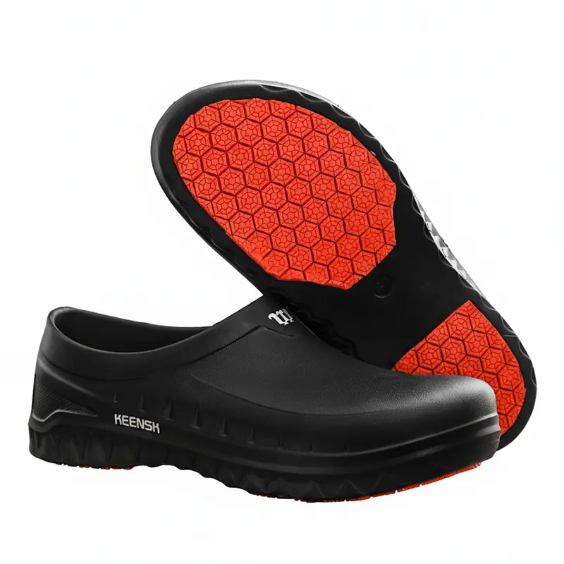 KEENSK Non-Slip Work Safety Shoes for Restaurant Workers - Soft, Lightweight, Durable EVA Design, Christmas Holiday Shift Essential, Bestselling Black Footwear