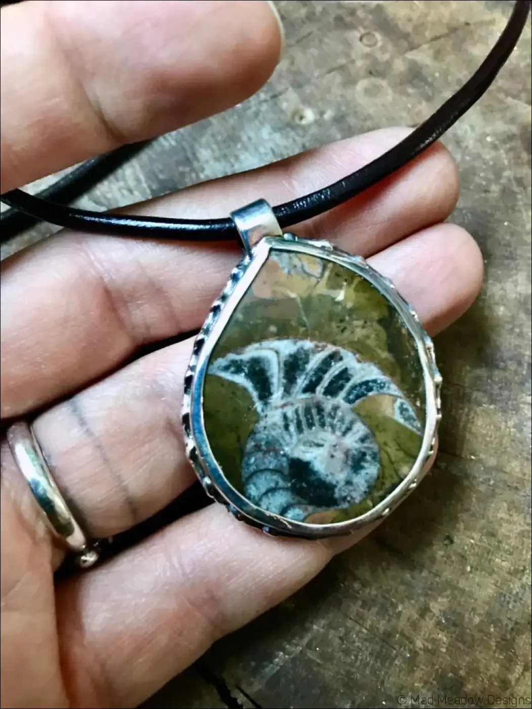Alaskan Ammonite Sterling Silver Pendant Necklace