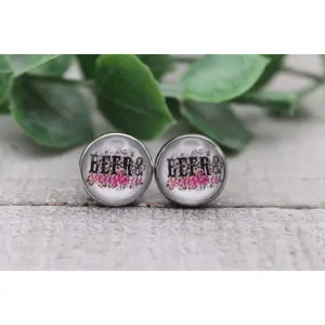 Beer & Sunshine Glass Stud Earrings