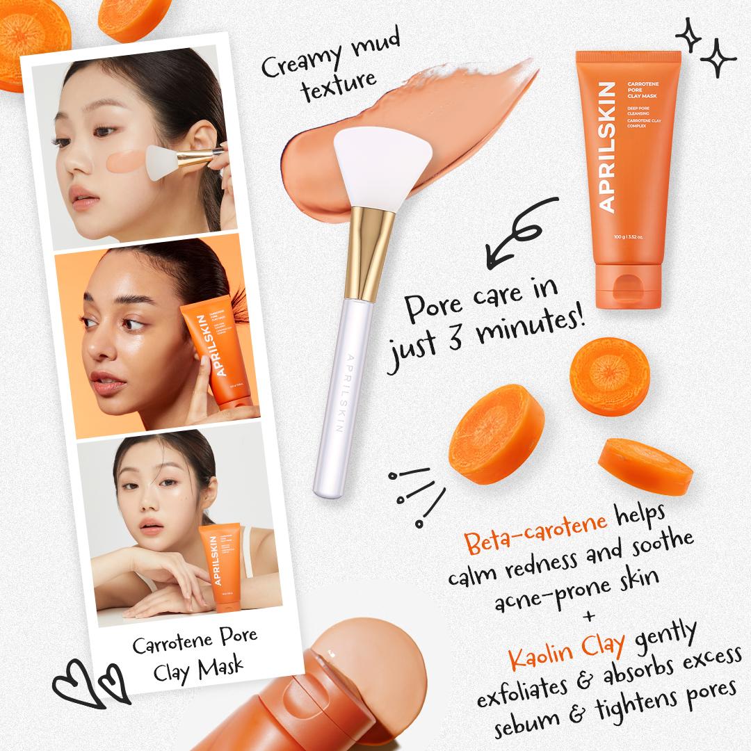 [APRILSKIN Official] Carrotene Pore Clay Mask | 3-Min Quick Dry | Cares for Pores, Blackheads & Sebum | Korean Skincare | Glass Glow Cleansing Gentle