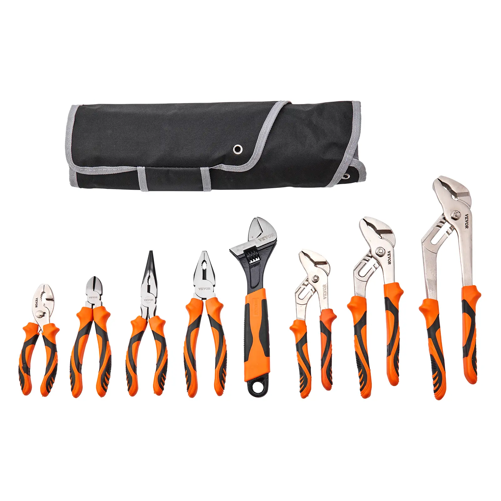 【summerfinds】VEVOR 8-Piece Pliers Set, High Carbon Steel, 12"/10"/8" Groove Joint Pliers, 8" Linesman's Pliers, 6" Slip Joint Pliers, 8" Long Nose Pliers, 6" Diagonal Cutter, 10" Adjustable Wrench, and Tool Bag