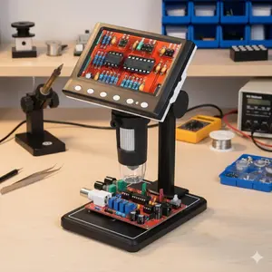 Professional Wireless Digital Microscope 1000X with 8 LED Lights for Circuit Repair & Research. Portable HD Real-Time Viewing on iOS/Android, Auto Focus, Metal Body, 32GB Card Included. Perfect for Diagnostics & Analysis.