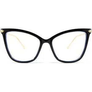 EyeconicFinds Oversized Cat Eye Glasses Frame Blue Light Blocking Eyewear for Women B2589