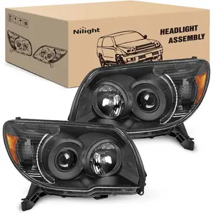 Nilight 2006 2007 2008 2009 Toyota 4Runner Headlight Assembly Black Housing Amber Reflector