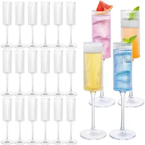 16 Pack  Champagne Flutes, Unbreakable 5Oz Stem Champagne Glasses, Origami Style Bulk pack Plastic Disposable Shatterproof Toasting Glasses, Ideal for Wedding, Party