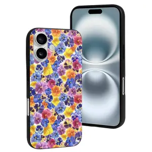 Compatible with Iphone 16 Case Cute - Garden Tricolor Pansy Flower Soft Silicone Case Compatible with Iphone 16 Phone Case for Women Men