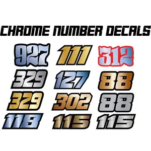Holographic Number Decal Set: Personalized Metallic Chrome Stickers