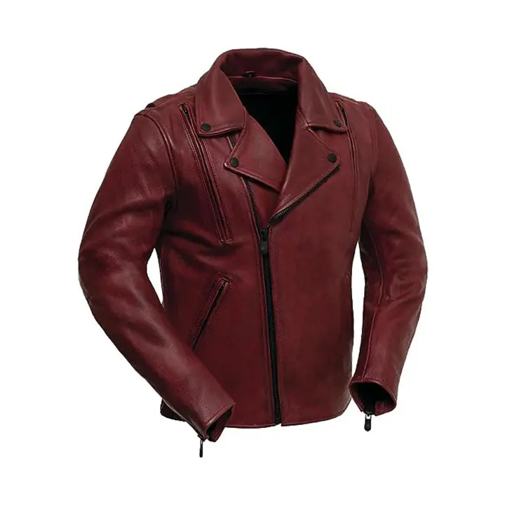 Men's Night Rider Motorcycle Leather Jacket - 100% Real Leather with Insulated Liner