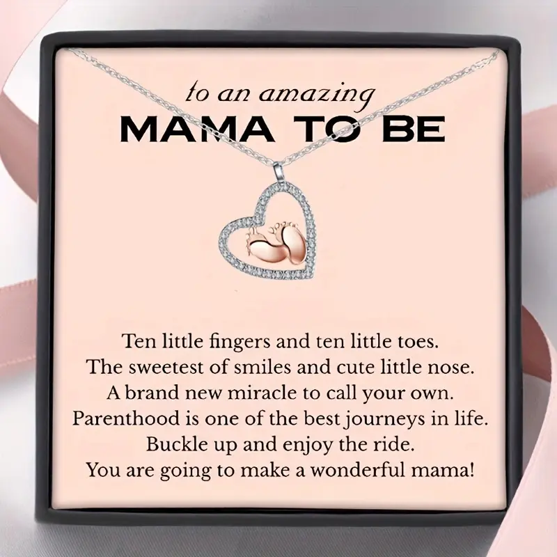 To an amazing MAMA TO BE Pendant,Pregnancy Gift for Her,My Mummy From Tummy Necklace,Mommy Gift From Unborn Baby,New Mom Gift From Husband,Baby Bump Gift,New Mom Gifts,Heart Design Necklace, Exquisite Jewelry Gift