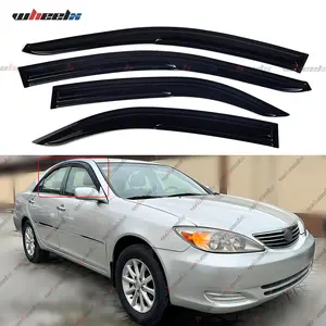 2002-2006 Toyota Camry Sedan 4-Piece Acrylic Rain Guards & Sun Visors - Dark Smoke Wind Deflectors, All-Weather UV Protection, Non-Scratch Easy Install