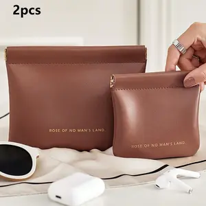 2pcs Data Line Storage Bag, Auto-Close Design, Portable Earphone Case, Travel Organizer, Waterproof Lightweight Large Capacity