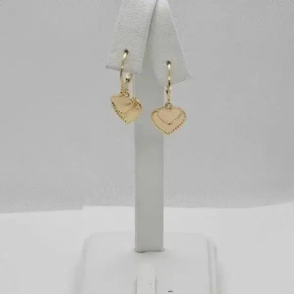 Brand New  Brazilian 18k gold filled Double hearts  Earrings