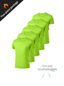 Men's Breathable Comfort Fluorescent T-Shirt, Summer Casual Wear, Gym Running Fitness, Round Neck Short Sleeve, Quick Dry Ventilated, Gym T Shirts