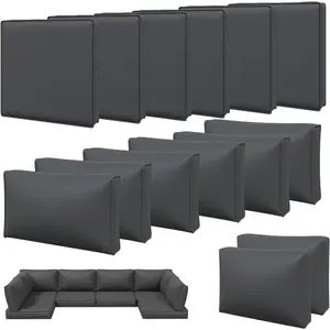 14 count Patio Cushion Covers Replacement,  Outdoor Furniture Cushion Covers with Zipper and Non-Slip Bottom, Patio Sofa Couch 3 Sizes for Patio Sectional, Covers Only (Grey)